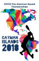The PanAm Squash 2018 Logo, designed by Cayman Junior player Kali Maclean